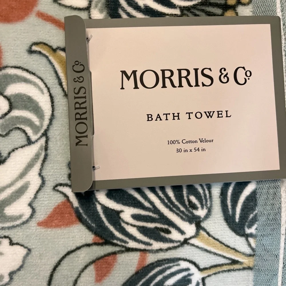 NWT Morris & Co. 4 piece Hyacinth Floral Bath & Hand Towel Set Blue Green